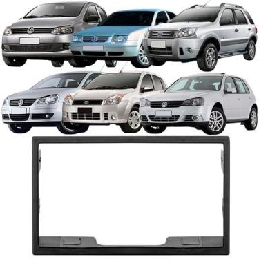 Imagem de Moldura 2 Din Fox Golf Polo Bora Ecosport Fiesta Preta Painel Central 
