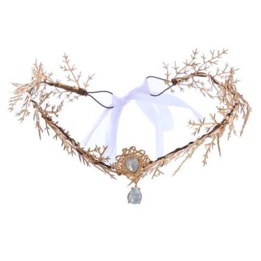 Imagem de Bandana floral Vivivalue Gold Elf Flower Crown para mulheres