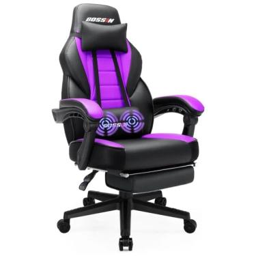 Imagem de BOSSIN Cadeira de Escritório Gamer Reclinável e Ergonômica com Apoio para Lombar, Roxa