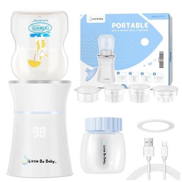 Imagem de Aquecedor de Mamadeira Portátil com Adaptador, para Leite Materno e Fórmula, Little Bo Baby, Branco