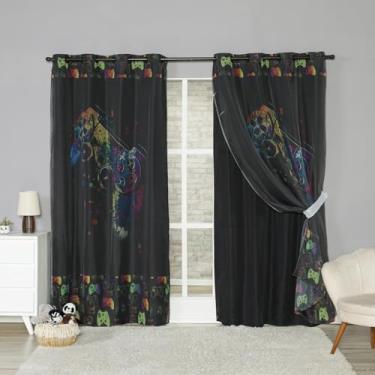 Imagem de NALU CASA E DECORAÇÃO Cortina Infantil Voil Estampada com Forro, 2,80x2,20m, Poliéster 160 Fios, Decorativa, para Quarto Bebê, Sala, Escritório (CONTROLE GAMER)