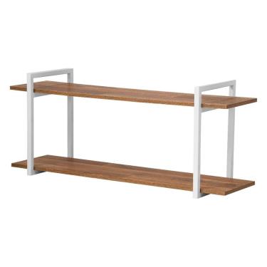 Imagem de Nicho Sala e Quarto Branco com Prateleiras Amadeirado 60cm