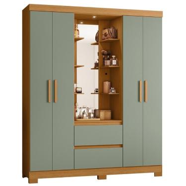 Imagem de Guarda Roupa Solteiro 163cm Capelinha Artto A02 Cinamomo/sálvia - Mpozenato