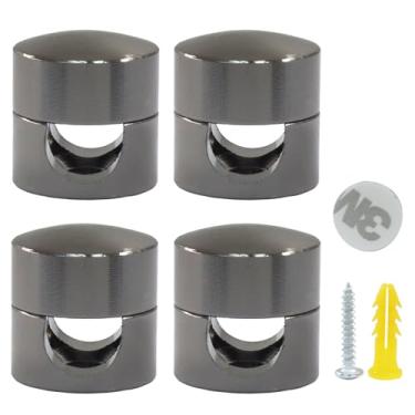 Imagem de Waziaqoc 4 suportes de carregador para cabos, suporte de âncora de cabo de metal, clipes adesivos 2 em 1, gerenciamento de cabos para mesa, escritório, mesa de cabeceira com parafusos, preto