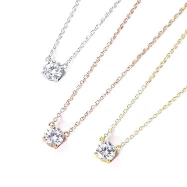 Imagem de Corrente de clavícula simples com pingente de diamante simulado, One Size, Metal, Sem Pedra Preciosa