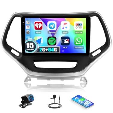 Imagem de Estéreo automotivo Android 13 2 + 64 G para Jeep Cherokee 2013-2018, rádio sem fio e navegação GPS automática, tela sensível ao toque de 10,1 polegadas com WiFi, link espelhado, rádio Bluetooth FM/RDS