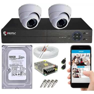Imagem de Kit Cftv 2 Câmeras De Segurança Dome AHD e DVR 4 Canais Full HD500GB -