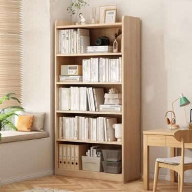 Imagem de Estante de madeira, armário de armazenamento independente, estante de livros, pequena estante de canto estreito, estante moderna, prateleiras de livros abertas independentes, para sala de estar