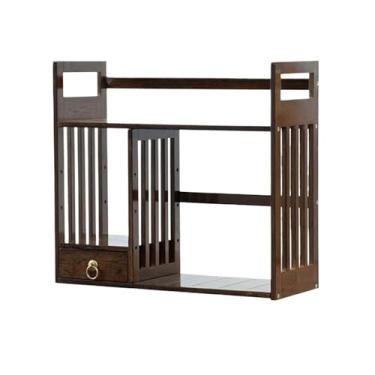 Imagem de Armário de arquivo de bambu organizador de arquivos de mesa com gaveta, organizadores de mesa de 2 camadas e acessórios, rack de armazenamento empilhável aberto, para escola, casa, escritório