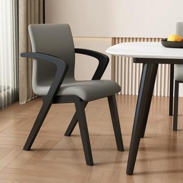 Imagem de Conjunto de 2 cadeiras de jantar de madeira modernas - Assento estofado de couro PU - Pernas resistentes - Ideal para cozinha, sala de jantar, sala de estar - cadeiras com destaque para ambientes