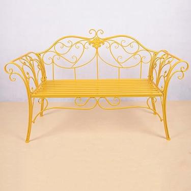 Imagem de Bancos de metal de jardim, assentos de móveis de pátio com encosto e apoio de braço, pátio de banco para exterior, parque de banco para 2-3 pessoas, para varanda frontal varanda pátio parque (cor