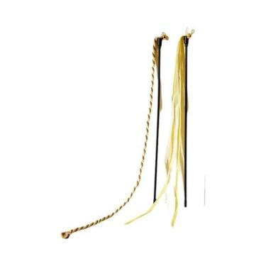 Imagem de Brinquedo Interativo Para Gatos Com Pena, Fita De Cetim E Varinha Com 