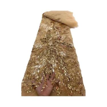 Imagem de Tecido De Renda Tule Com Lantejoulas Francesas Africanas Para Mulheres