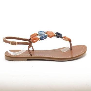 Imagem de Sandália Flat Sapato da Corte Pedras Azul Ambar, S caramelo, 35
