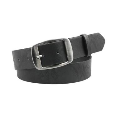 Imagem de Cinto De Couro PU Preto Com Fivela Prateada, Cinto Casual Fino Para Ca