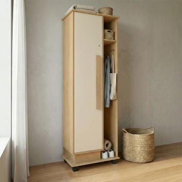 Imagem de Armário Multiuso Caribe Lavanderia Com Porta E Nicho Vassouras E Prateleiras - Cinamomo/off-white