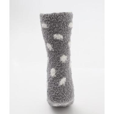 Imagem de Meia Feminina Cano Médio Chenille Poá Marisa Cinza-59208, Cinza, 34/39