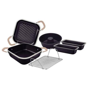 Imagem de Kit de Panelas Tramontina Lyon Alumínio com Revestimento Antiaderente Starflon High Performance Chumbo 6 Peças