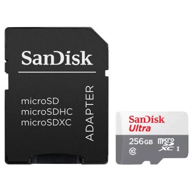 Imagem de Cartão de Memória Micro SD Sandisk Ultra SDSQUNR-256G-GN6TA com Alta Velocidade 256GB