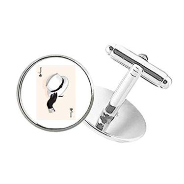 Imagem de DIYthinker Abotoaduras com botão redondo e padrão de cartas de baralho Spade J