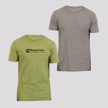 Imagem de Kit De 2 Camisetas Hang Loose Verde E Cinza