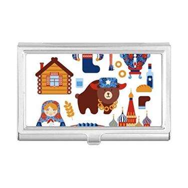 Imagem de Porta-cartões de visita com estampa de marco nacional da Rússia