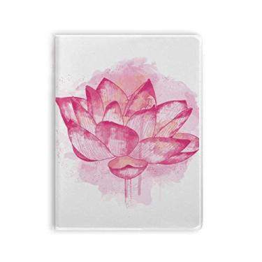 Imagem de Caderno de plantas de flor de lótus em aquarela rosa capa para diário de capa macia