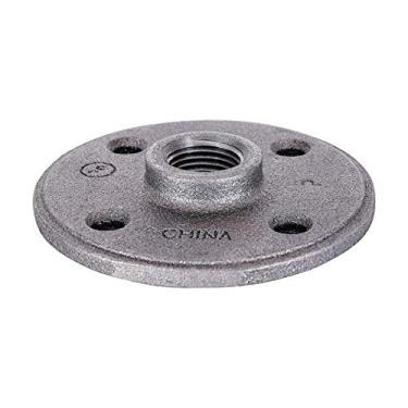 Imagem de SUPPLY GIANT HNGM0334 Flange de piso de ferro maleável galvanizado de 3,8 cm com quatro furos, 3,8 cm, cromado