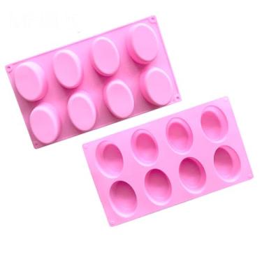 Imagem de Kit 2 Molde Sabonete 90g 95g Grande Artesanais Grande Funda 8 Cavidades Oval Saboaria Sabão Caseiro