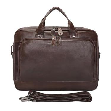 Imagem de Maletas masculinas de couro genuíno para laptop de 15 polegadas, bolsa mensageiro, bolsa de ombro vintage com alça ajustável, a
