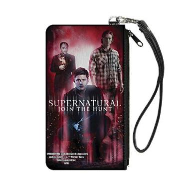 Imagem de Buckle-Down Carteira com zíper com fivela Supernatural, acessório grande, sobrenatural, 20 x 12 cm, Multicor, 6.5" x 3.5"