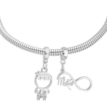 Imagem de Pulseira Mãe e Filho Berloque Banhado a Prata 925 - Work Semijoias, 22