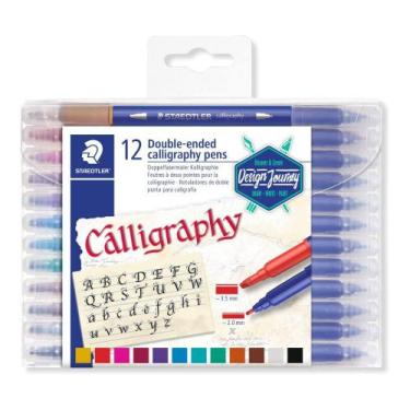 Imagem de Caneta Hidrocor Staedtler Calligraphy Ponta Dupla 12cores