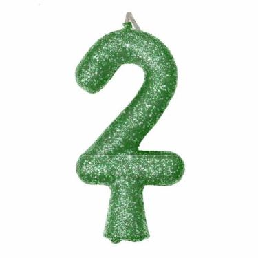 Imagem de Vela de Aniversário Puro Glitter Verde - Festcolor, 2