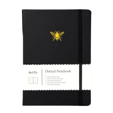 Imagem de Yop & Tom Caderno pontilhado (A5) - Bee - Caderno de grade de pontos com papel extra grosso (160 g/m2) - Carvão