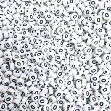 Imagem de 100 Miçangas Vogal Letra Separada Entremeio Missanga (O - Branco e Preto)