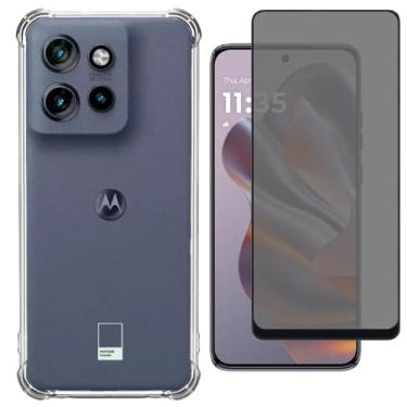 Imagem de Capa Protetora com Película de Privacidade 3D em Vidro para Motorola Edge 50 Neo, Kit Completo (Capa + Pelicula)