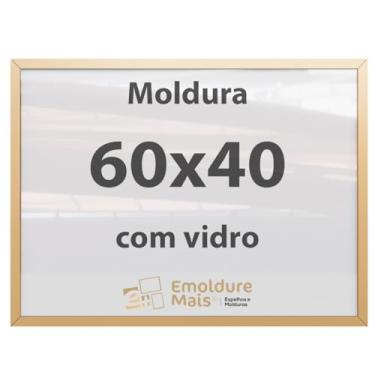 Imagem de Moldura 60x40 Dourada Com Vidro, para Quadros Decorativo para sala, quarto, escritório, poster, casa, fotos, Certificados, Diplomas, Alvara Porta Retrato.