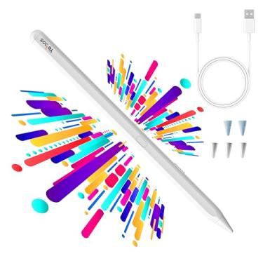 Imagem de YEBOS Caneta Stylus para Ipad, Lápis Ipad de Carga de 10 Minutos, Bateria de 20 Horas Caneta Apple Ipad, Apple Pencil 1ª/2ª Geração, Ipencil 9ª e 10ª, Rejeição de Palma, Sensibilidade À Inclinação, Pa