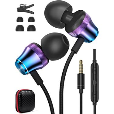 Imagem de Fone de ouvido com fio de 3,5 mm para Chromebook PC, laptop, Samsung Galaxy S10, A25, A15, 5G, plugue, áudio, cancelamento de ruído, fone de ouvido intra-auricular estéreo Hi-Fi, fones de ouvido com