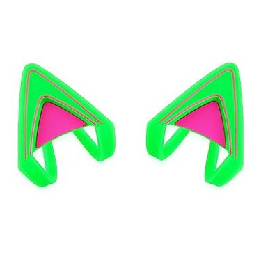 Imagem de Orelhas de gato de silicone que brilham no escuro, adoráveis orelhas de gato fluorescentes, compatíveis com fones de ouvido para jogos Bose/Razer/HyperX/Corsair/SteelSeries Arctis/Edifier (verde)