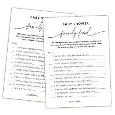 Imagem de Baby Shower Family Feud Game – Pacote com 30 cartas de jogo, 1 chave de resposta, jogo de chá de bebê para meninos e meninas, decorações de chá de bebê neutro, suprimentos de jogo de feud de bebê-07
