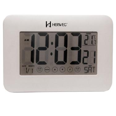 Imagem de Relógio De Parede Mesa Despertador Digital Touch 2983 Branco - Branco