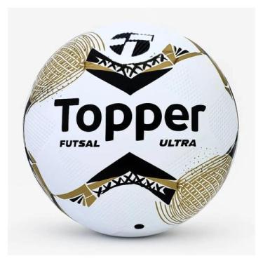 Imagem de Bola de Futsal Topper Ultra Salão Colagem Dupla Oficial, Preto, Dourad