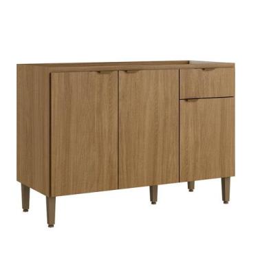 Imagem de Balcão Leticia 120cm 3 Portas 1 Gaveta THB, Naturale