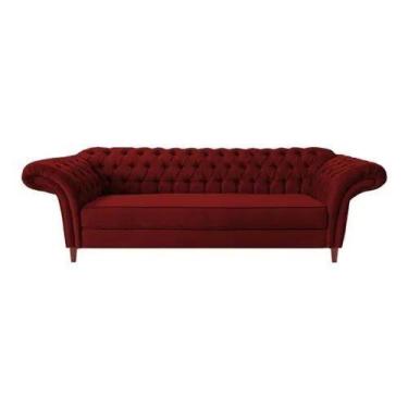 Imagem de Sofá Luxo Chesterfield Conde 2,30 Suede Bordô - Novo Encanto