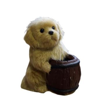Imagem de Porta-lápis criativo e fofo para cães Pug – organizador de mesa para animais de estimação – decoração de estatueta de cachorro de resina, organizador de esculturas de cães, presente para crianças