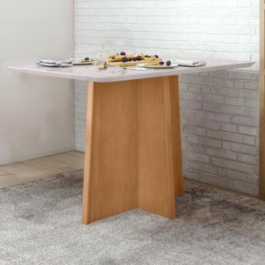 Imagem de Mesa de Jantar 120x80cm Tampo MDF/Vidro Celebrare - Móveis Lopas