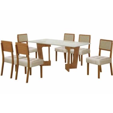Imagem de Conjunto Mesa Sala de Jantar Valdemoveis Liz tampo retangular com vidr