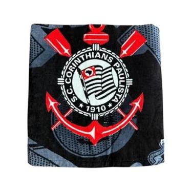 Imagem de Toalha de Banho Corinthians Oficial, Aveludada, 140cm x 70cm, Preta